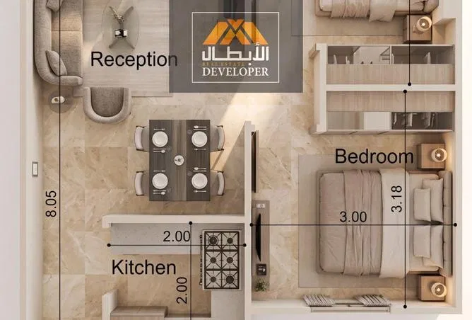 2-bedroom apartment 77 m² for sale in El Hegaz Gate Abtal