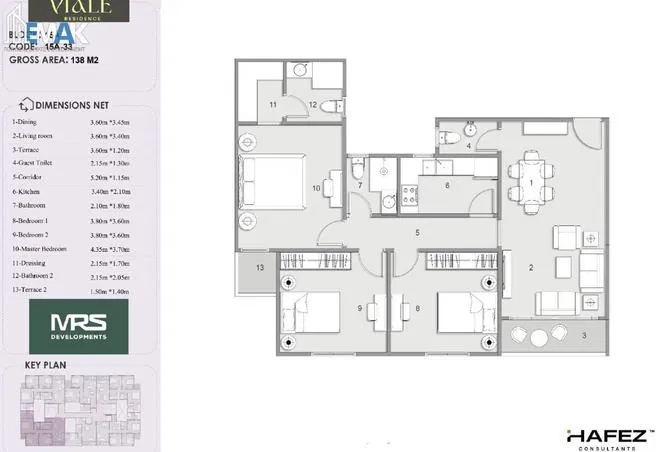 3-bedroom apartment 138 m² for sale in Bait Alwatan