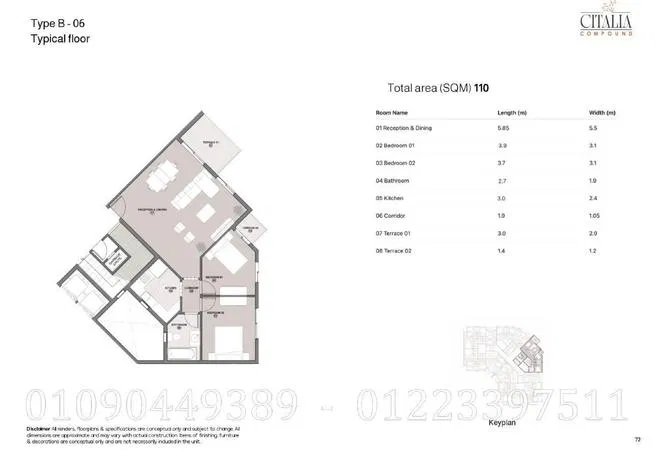 3-bedroom apartment 110 m² for sale in Citalia