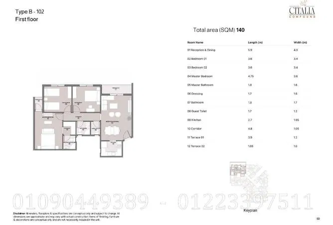 3-bedroom apartment 140 m² for sale in Citalia