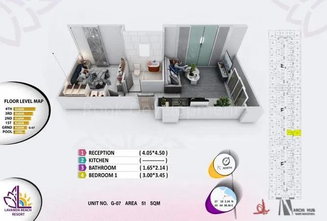 1-bedroom apartment 72 m² for sale in Lavanda Beach