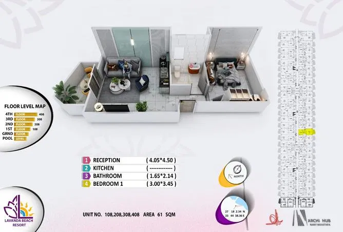 1-bedroom apartment 61 m² for sale in Lavanda Beach