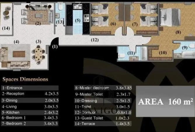 3-bedroom apartment 160 m² for sale in  North House, North house
