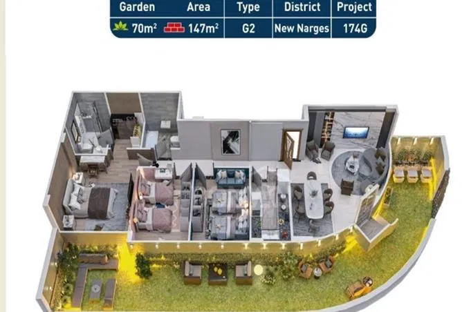 3-bedroom apartment 147 m² for sale in New Narges