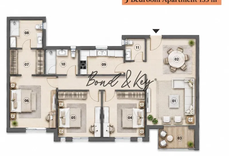 3-bedroom apartment 155 m² for sale in Swan Lake Residence