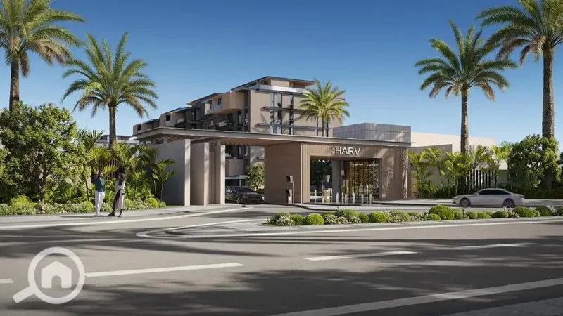 Studio for sale featuring a master bedroom and a reception area in The Harve Compound, Sheikh Zayed City, located opposite Durra Village West Compound