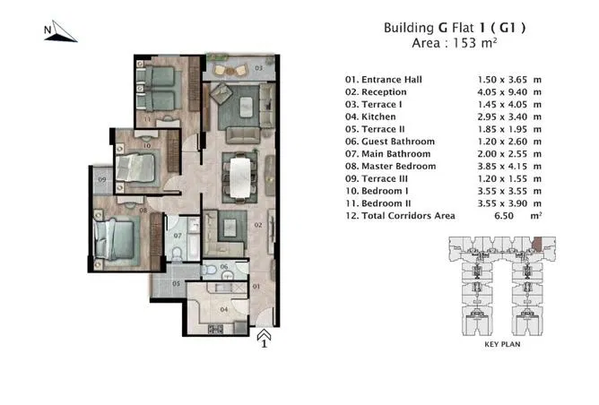 3-bedroom apartment 153 m² for sale in Muruj