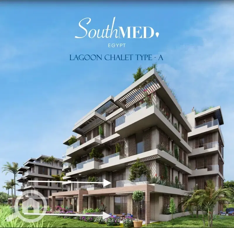 Luxury 224 sqm duplex with a 31 sqm garden for sale in SouthMED (Phase C1), featuring a lagoon view.