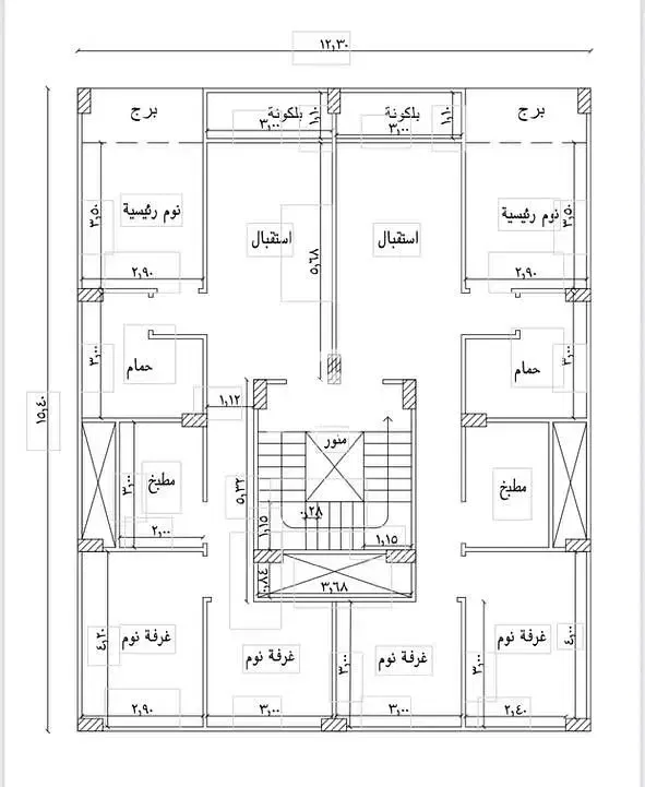 Luxury apartment for sale in Mansoura – Al-Ashjar neighborhood, side facade