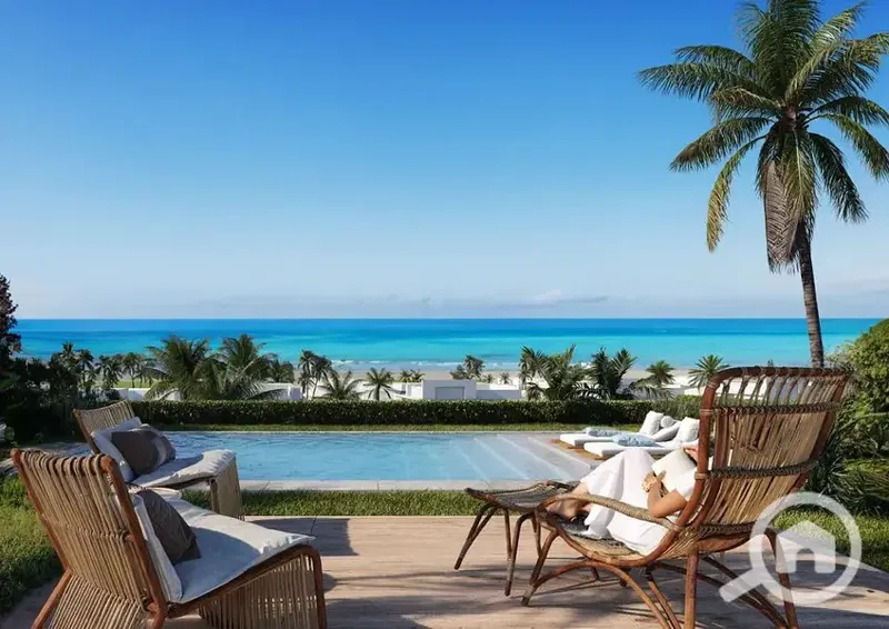 At a special price, a fully finished, one-bedroom chalet with a stunning view in Gaia Ras El Hekma, North Coast.