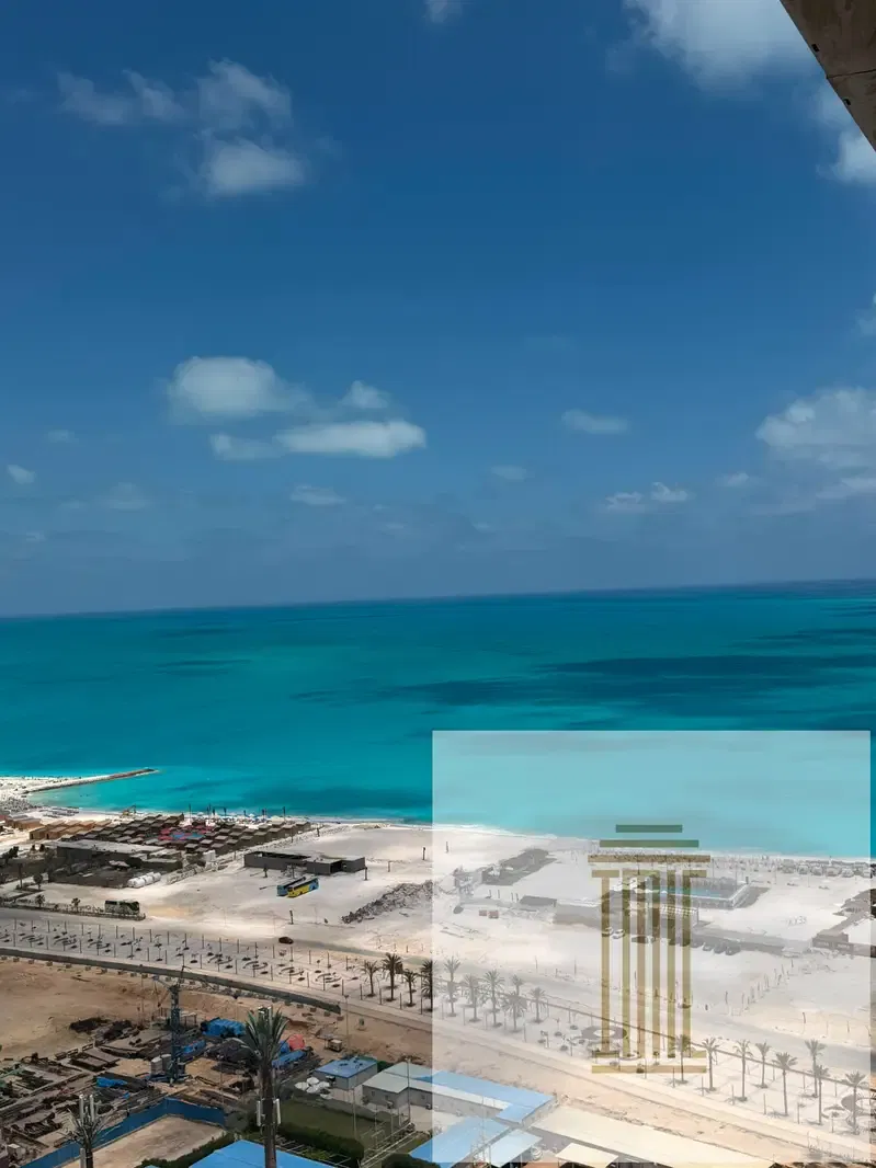 Own a chalet with immediate delivery in El Alamein Towers with a direct sea view available for installment.