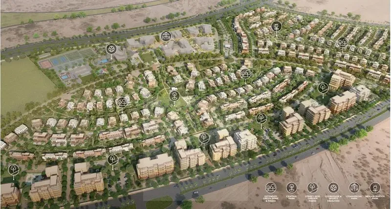 1 Bedroom Apartment for sale at Crescent Walk , 6th Settlement , Fully Finished , New Cairo