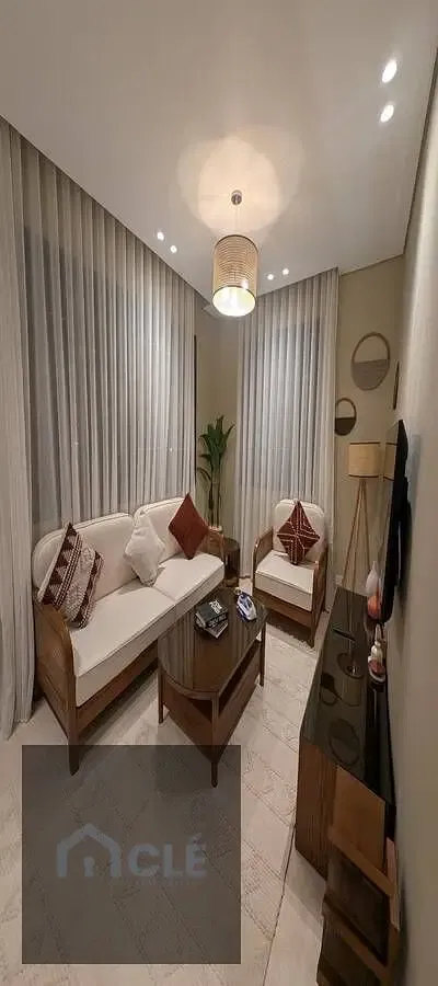 Super Lux apartment, 86 m , for sale in one of the most prestigious compounds, Villette, New Cairo. Two bedrooms and two bathrooms Lowest down payment