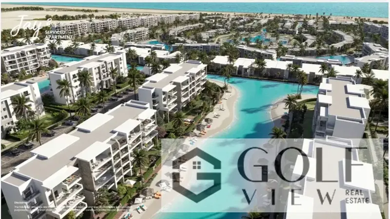For a quick sale: a 70-meter hotel apartment with a stunning view of the sea and the lagoon in the Dos project—Akam Al-Rajhi—Ras Al-Hikma—North Coast.