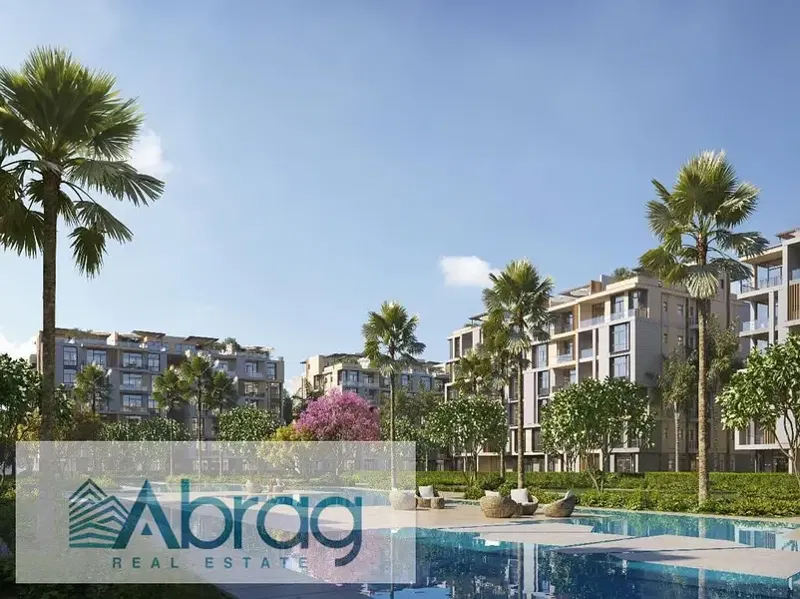 For sale, a 156 sqm apartment with finishing, ready for delivery soon, overlooking a swimming pool in the Ever compound on the 26th of July axis, directly next to Mall of Arabia in Sheikh Zayed.
