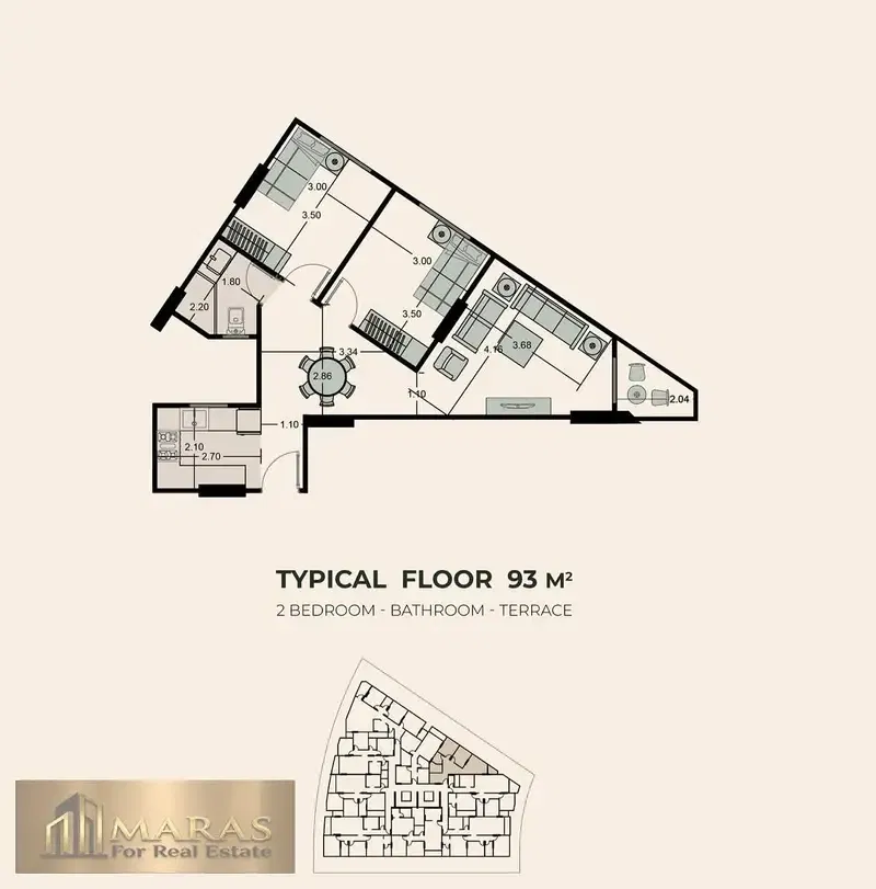 Apartment for Sale in New Degla Division Zahraa Maadi 93 sqm 2 Bedrooms Installments up to 8 Years