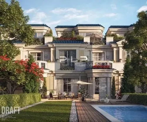 Townhouse for sale at the lowest price on the market, ready for immediate occupancy, with a lagoon view in Mountain View 3, Fifth Settlement - Mountai