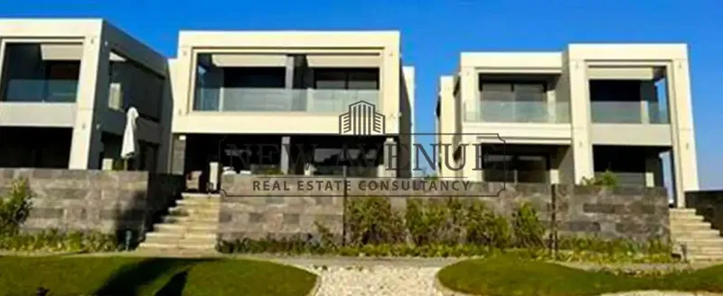 Premium Finished Twin House Villa 3rd Row Sea delivered in La Vista Ras El Hekma with open sea and pool views from two sides