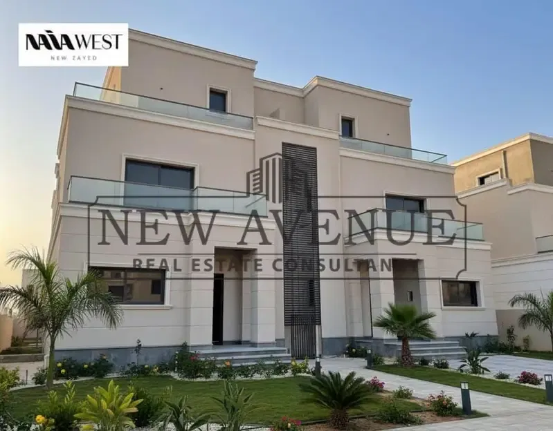lowest price Delivered Twin house with down payment in Naia West New Zayed Prime location Overlooking landscape and water features Semi finished