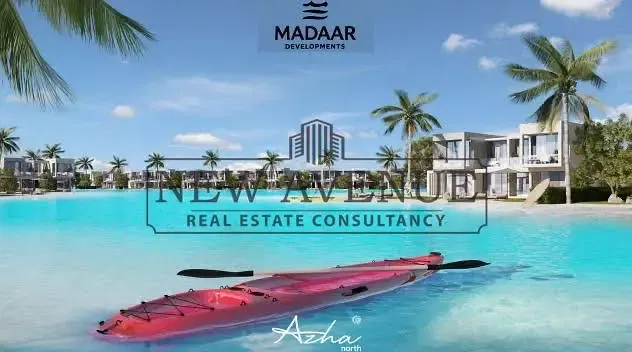 Below Market Price Twin house First Row lagoon finished with ACs and kitchen in Azha North Coast Very Prime location Delivery 2027