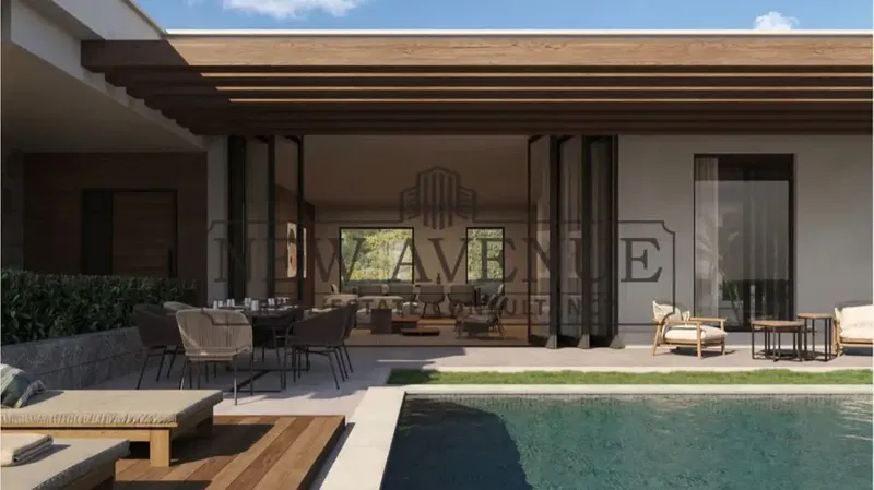 One Story villa For Sale fully finished Second Row From The Sea Phase 1 with private pool fully finished with acs in direction white by arabella