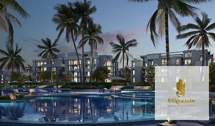At a special price for a quick sale: a 27m² studio apartment with a 10m² garden and a stunning view in Zahrat Sidi Abdel Rahman, North Coast.