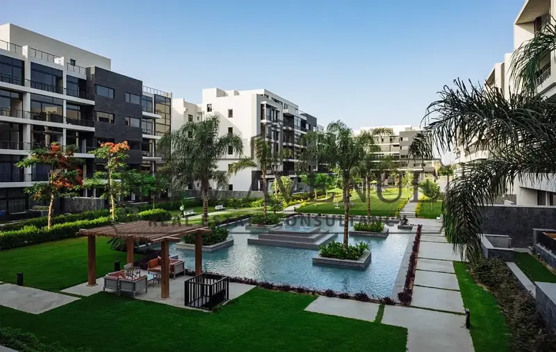Apartment for sale at signature Waterway New Cairo Very prime location overlooking landscape and water features Ready to move Semi finished