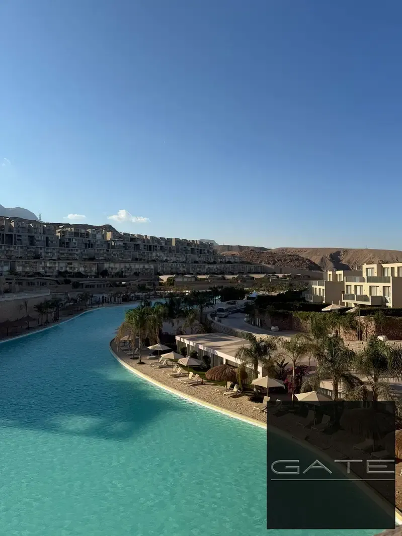 Resale: Lowest price two-bedroom chalet for sale in Monte Galala, Ain Sokhna – Sea and lagoon view – Fully finished – Second floor – Delivery 2027