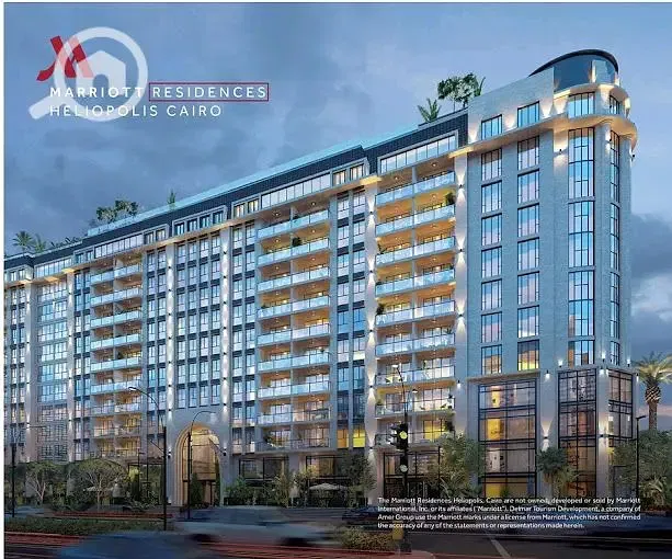 with installments Apartment 125. M Overlooking pools and water features in Marriott residence Heliopolis for sale with down payment